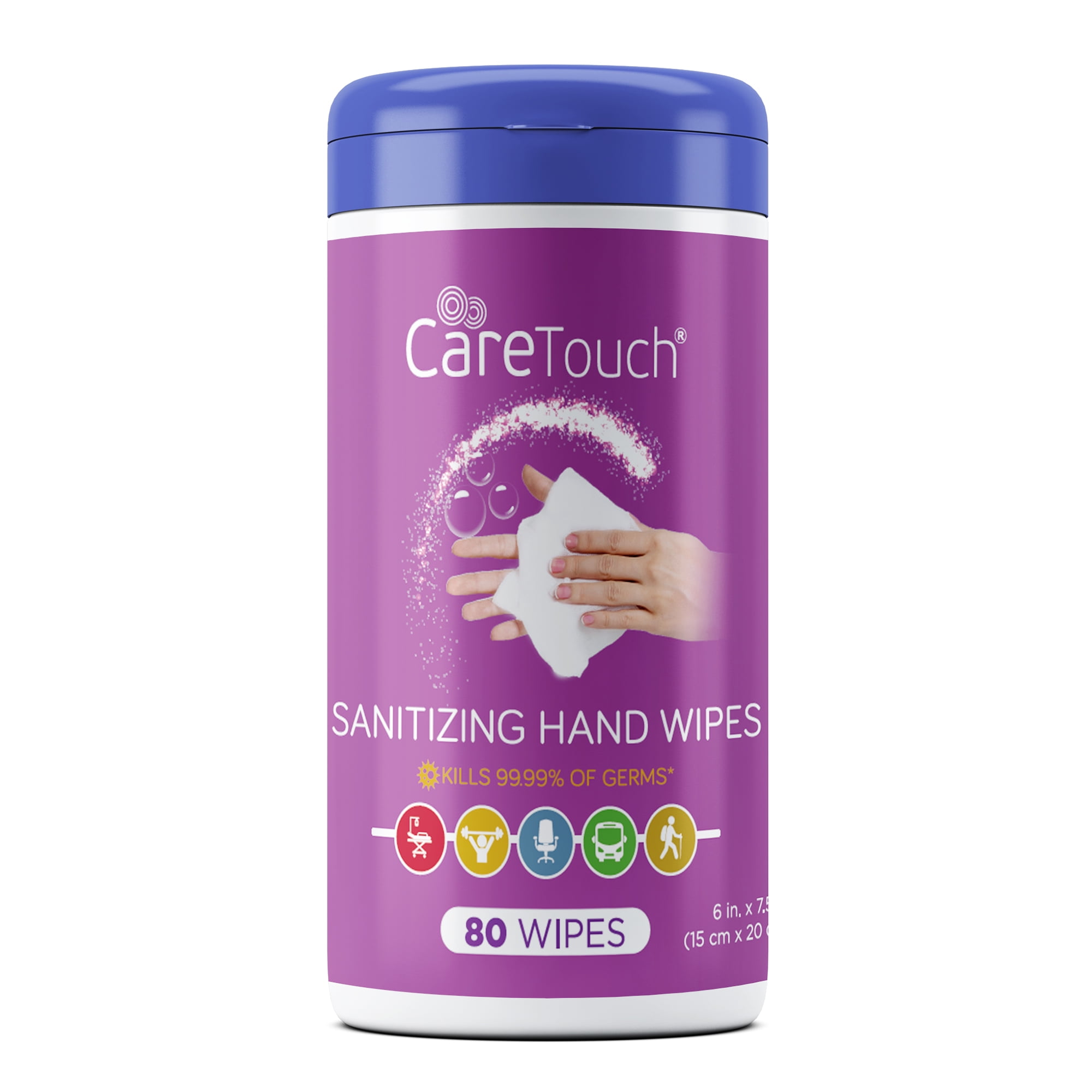 Care Touch Hand Sanitizing Wipes (1 Canister) 80 Antiseptic Wipes in