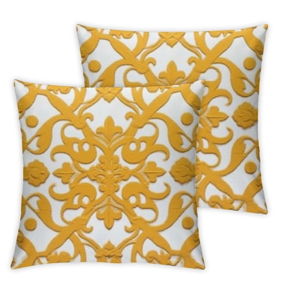 BANET Decorative Couch Throw Pillow Covers Embroidered Modern Throw Pillows Cases Set Cushion Cover for Sofa Living Room Bed Pack of 2 Mustard Yellow 12x12in