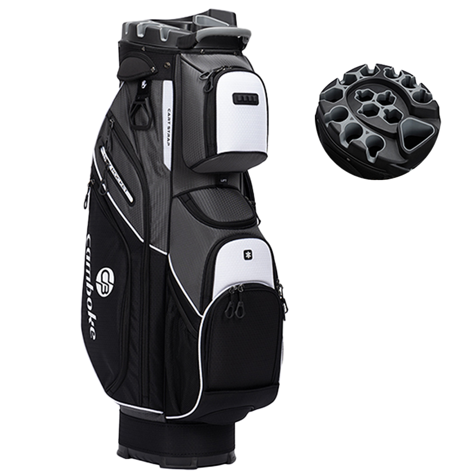 14-Way Golf Cart Bag with Full-Length Dividers - Oversized Cooler Pockets, Felt-Lined Storage, Cart-Friendly Design