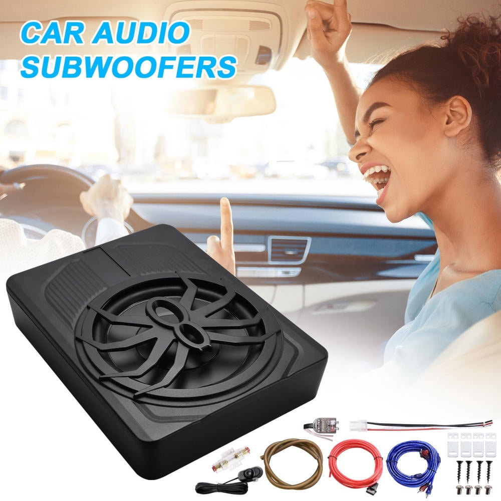 ZIHUI 10 Inch Micro Compact Amplified Subwoofer Enclosure for Small Vehicles with Amp and LED, Under Seat Car Subwoofer ,Active Powered Underseat Subs with Amp , External Bass Control, 800W