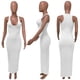 thumbnail image 3 of Vestidos largos ajustados de punto para mujer, escote en V profundo, sin mangas, ajustados, informales, elegantes, para fiesta y club, vestidos sexys para mujer, 3 of 5