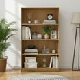 thumbnail image 2 of Lumioca 4-Tier Wooden Bookshelf, 49"H Bookcase with Adjustable Shelves (76lbs,Oak), 2 of 9