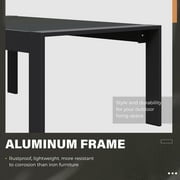 CozyHom Modern Outdoor Patio Aluminum Black Coffee Table, All Weather Metal Outdoor Rectangle Coffee Table Long Table, Black