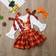 thumbnail image 6 of Toddler Baby Girls Thanksgiving Outfits Long Sleeve Turkey Printed Tops+Plaid Skirt Clothes Set, 6 of 9