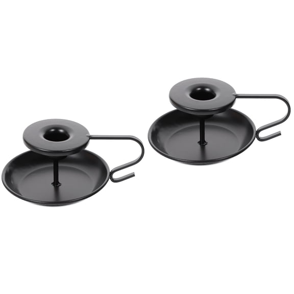 2 Pieces Iron Candle Holder Candlesticks Vintage Decor Decoration Black