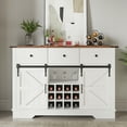 thumbnail image 2 of Oneinmil Buffet Sideboard Cabinet, Farmhouse Bar Cabinet with Removable Wine Rack & Drawers, Kitchen Storage Cabinet with Sliding Barn Door, White, 2 of 9