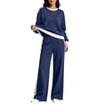 thumbnail image 2 of Sweatshirt Sets for Women 2 Piece Outfit,Crew Neck Long Sleeve pullover Tops,Side Stripe High Waist Wide Leg Pants Pocket,Fall Tracksuit,Weekend Casual Outfits, 2 of 5