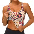 thumbnail image 3 of Balery gold Skull Guitar record Sujetadores deportivos con espalda cruzada para mujer, acolchados, sin costuras, de alto impacto, ideales para yoga, gimnasio, entrenamiento y fitness.-Small, 3 of 8