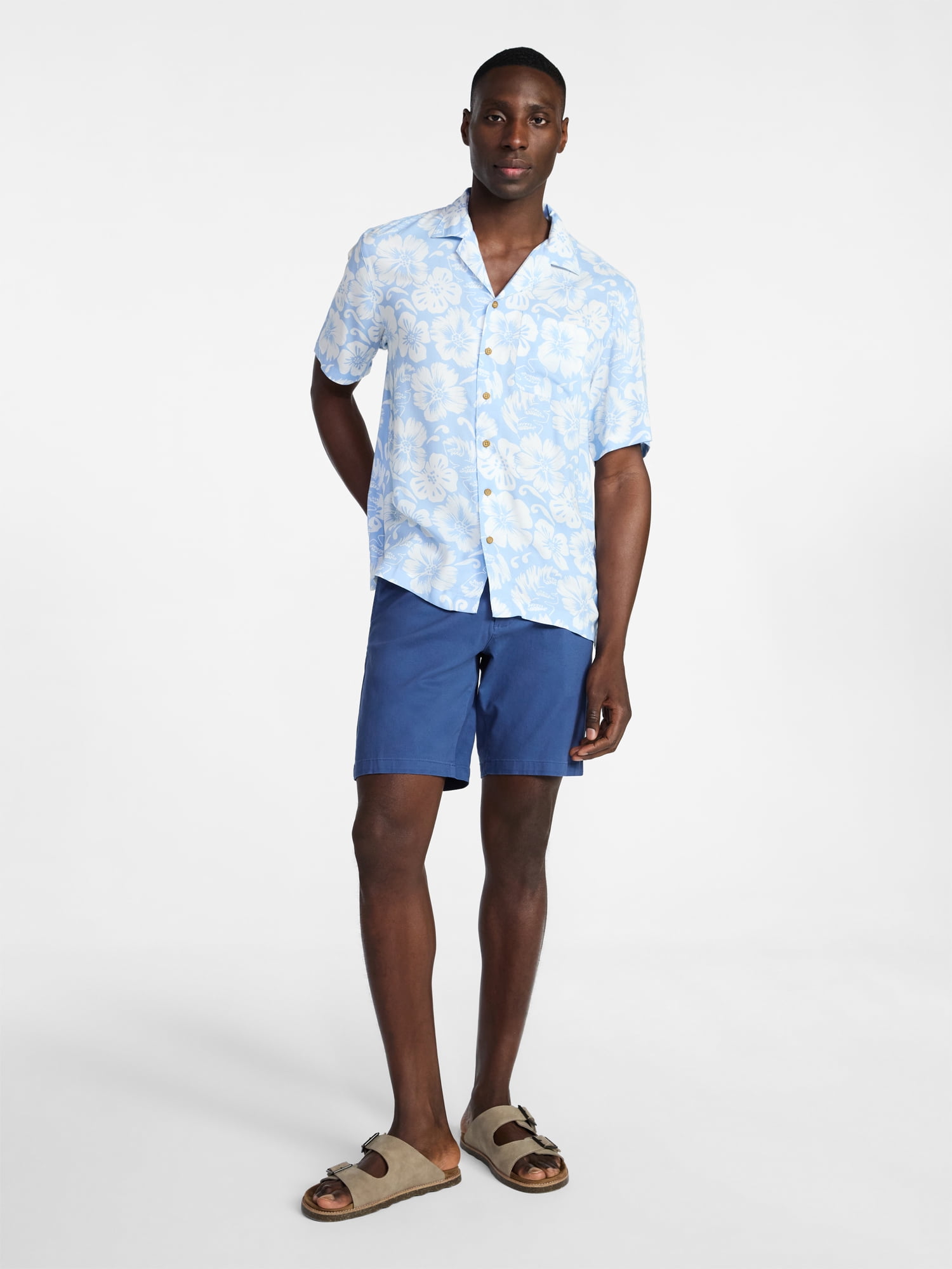 George Men's Relaxed Fit Printed Camp Shirt with Short Sleeves, Sizes S-3XLT