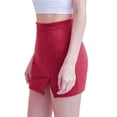 thumbnail image 3 of Gustave Women's High Waist Bodycon Mini Pencil Skirt Ladies Fashion Split A-Line Short Skirt Faux Suede Leather - Red, L, 3 of 7