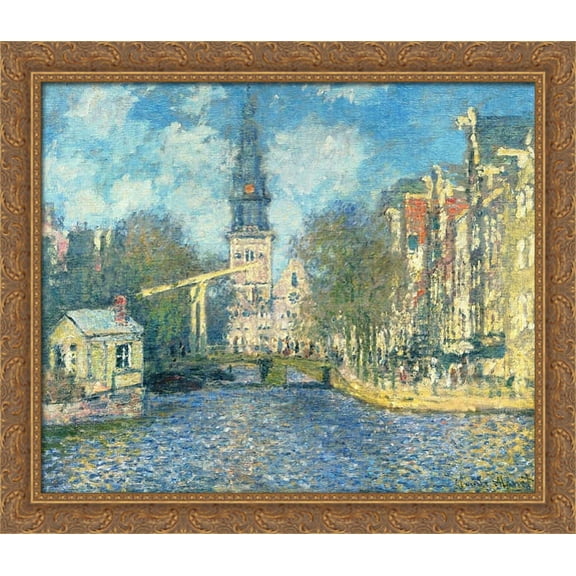 Zuiderkerk in Amsterdam 32x28 Large Gold Ornate Wood Framed Canvas Art by Claude Monet
