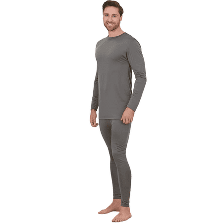 

Men’s Fleece Lined Thermal Long Underwear - Warm Long Johns Shirt and Pants – 2 Piece Set - Gray - XXL