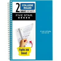 Five Star Spiral Notebook 2 Subject College Ruled 6 x 9 12 Tidewater Blue -