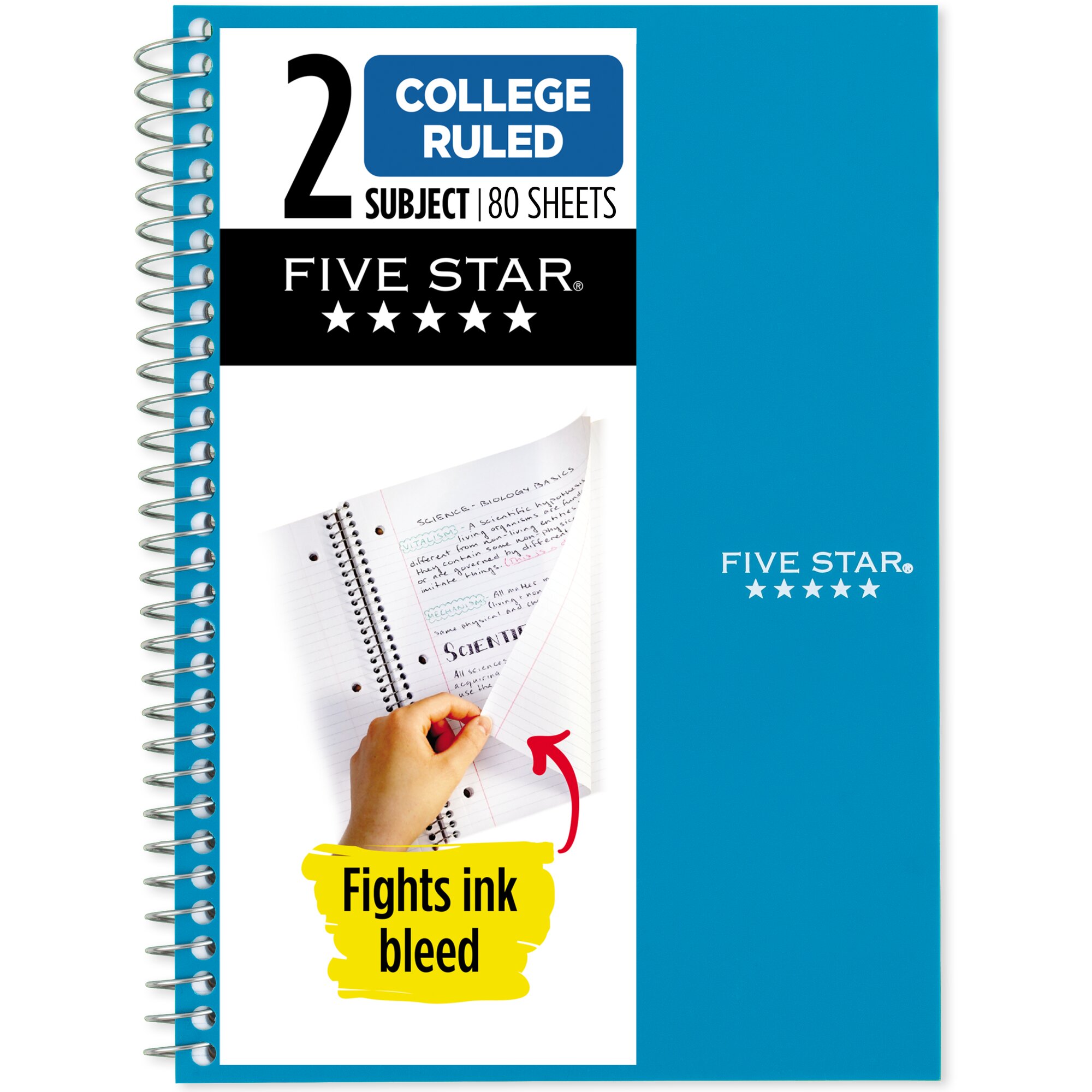 Five Star Spiral Notebook 2 Subject College Ruled 6x9, Tidewater Blue