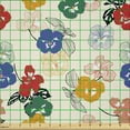 thumbnail image 2 of Ambesonne Floral Fabric by the Yard Microfiber, Colorful Pansy Flowers Art, 1 Yard, Forest Green Persian Blue, 2 of 2