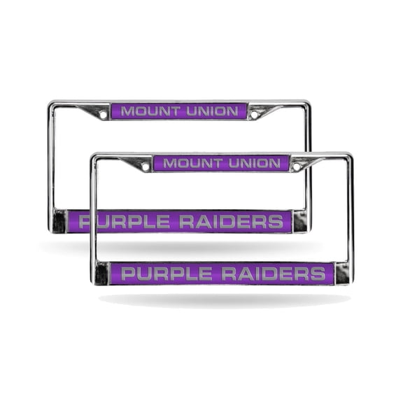Mount Union Purple Raiders Chrome Metal Laser Cut License Plate Frame - Set of 2 Frames