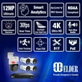 thumbnail image 2 of Elder AI Security Camera System PTZ 12MP NVR 8Ch PoE, 5-Camera 4K 30FPS Dual-Light Outdoor 3TB, Sony Sensor & NDAA, Face & License Plate, Full Color Surveillance Wired NocVU Series, 2 of 10