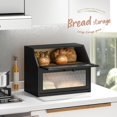 thumbnail image 2 of Bread Box for Kitchen Countertop Bin Double Layer Bread Box Storage Container Extra Large Capacity Farmhouse with Diamond Pattern Windows (Black, Large), 2 of 13
