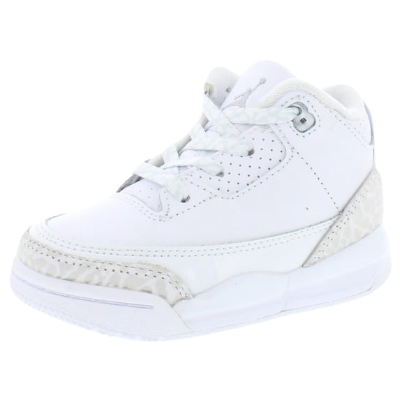 Nike Jordan 3 Retro Leather Infant/Toddler Shoes Size 6, Color: White/Metallic Silver/White