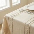 thumbnail image 2 of Sm:)e Fabric Openwork Farmhouse Style Linen Tablecloth 52x70 Inch, Yarn-Dyed Woven Table Cover for Dining Decor, Rectangle, Beige, 2 of 8