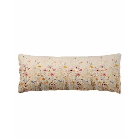 Retro Colored Spring Floral Herb Body Pillow Cover, Pillowcase Protectors with Zipper, Breathable Decorative Throw Pillow Case Cover, Pillow Shams for Couch Sofa 20x54Inch