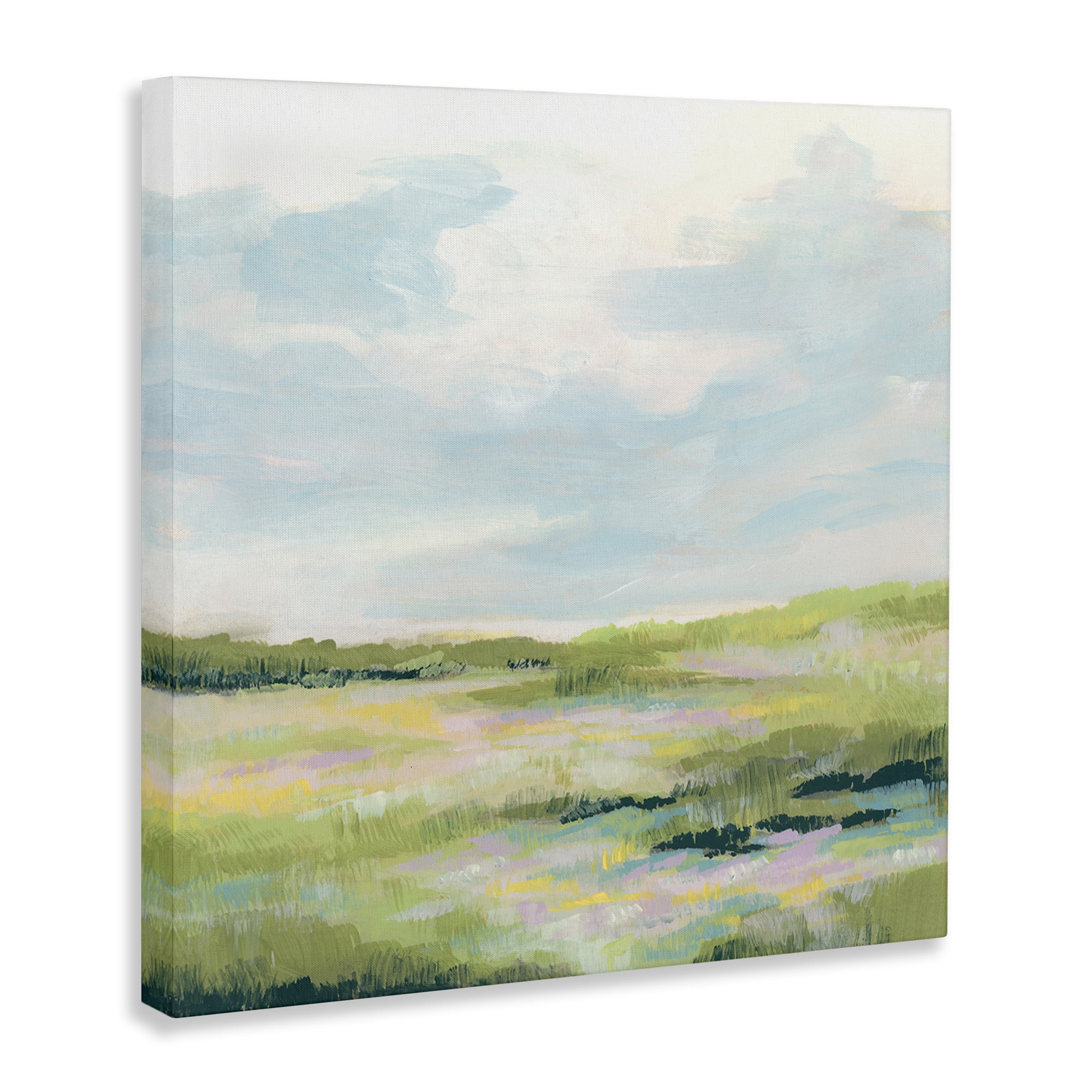 Stupell Industries Pastel Meadow Landscape Landscape & Nature Painting Wrapped Canvas Art Print Wall Art, 24 x 24
