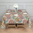 thumbnail image 3 of Multicolor Ethnic Paisley and Floral Pattern Square Tablecloth,Waterproof Square Table Cover,Wipeable Spillproof Washable Table Cover for Home Kitchen Party Decor 52"x52"(132x132cm), 3 of 6