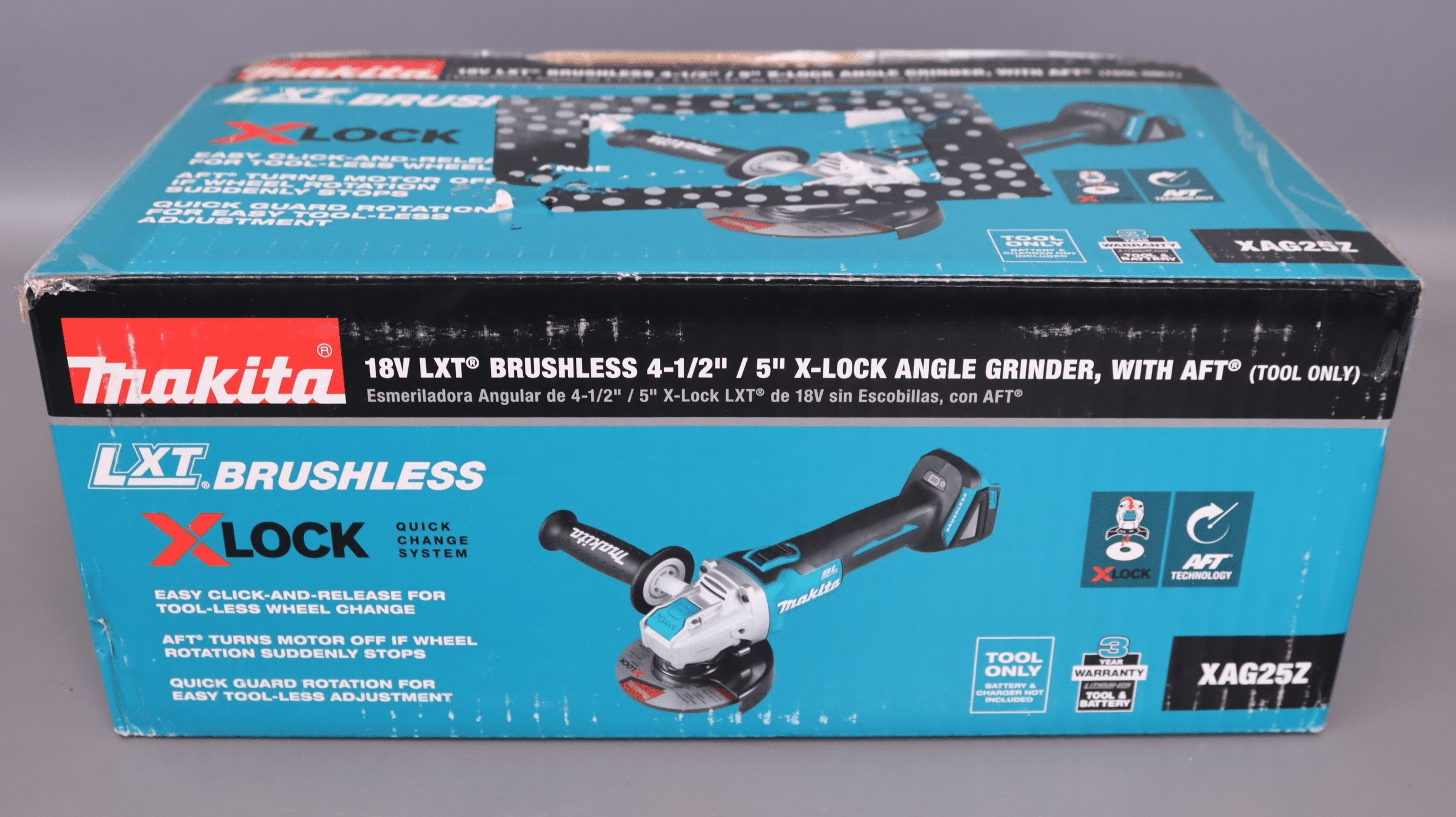 Open Box Makita LXT Angle Grinder XAG25Z (Tool Only) - Cordless, 18V, 4-1/2"/5" - 1 Piece