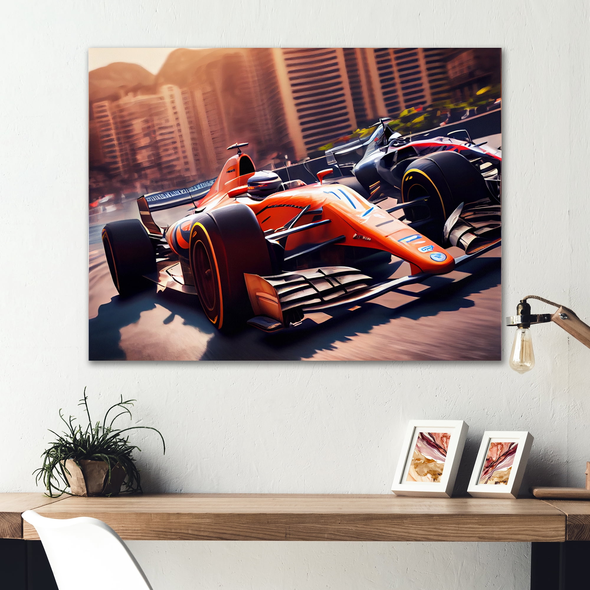 Designart Racing car in Monaco GP V Canvas Wall Art