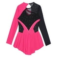 thumbnail image 5 of YONGHS Kids Girls Mesh Splice Gymnastics Leotard Figure Ice Skating Dance Dress Hot Pink 10, 5 of 7
