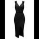 thumbnail image 2 of Vestido Ajustado con Escote en V Negro Talla S, 2 of 10