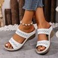 thumbnail image 2 of Slides for Women Bohemian Hollow out Orthopedic Walking Sandals Summer Casual Slip on Platform Wedges White Size 8.5, 2 of 7