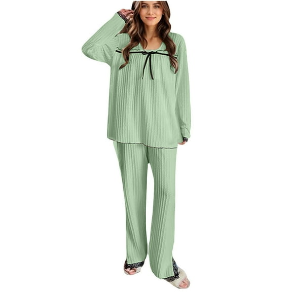 HSHMT Womens Pajamas Set Plus Size Women Lace Trim Homewear Set Loose Pullover And Wide Leg Pants 2 Piece Pajamas Fashion Cozy Sleepwear
