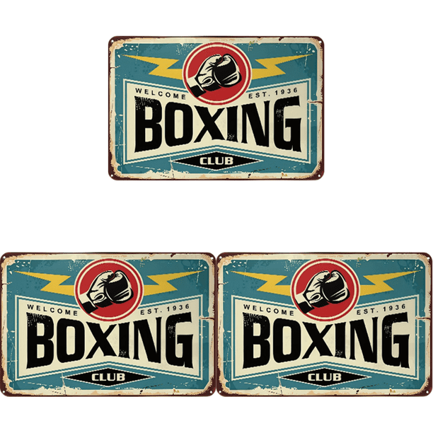 Chapa Boxeo Metal Vintage Pintura Hierro Rectangular Del Pared 40x30cm