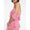 thumbnail image 6 of Women'S Chiffon Halter Maxi Dress Sleeveless Backless with Asymmetrical Ruffle Detail Pink XL, 6 of 9