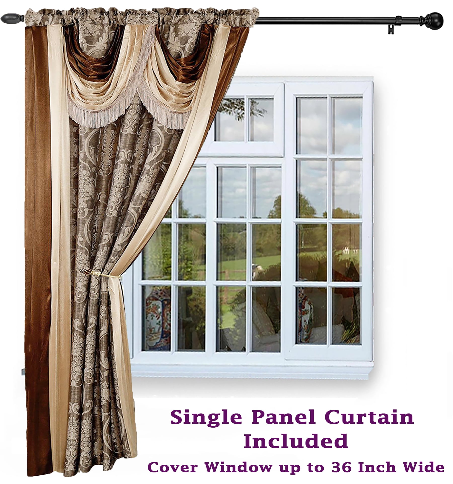 Venice Classic, Traditional Floral Rod Pocket Light Filtering Curtains, 54" x 84"