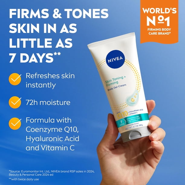 nivea q10 l carnitine (2 pack) NIVEA Skin Firming + Toning Body Gel-Cream, Q10 and L-Carnitine,  Non-Greasy, 6.7 oz