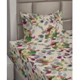 thumbnail image 2 of Ambesonne Garden Fitted & Flat Sheet with Sham 3 Pcs Set, Roses Watercolor Blooming, Twin XL, Apple Green and Dark Fuchsia, 2 of 4