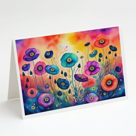 Anemones in Color Greeting Cards and Envelopes Pack of 8 7 in x 5 in
