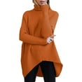 thumbnail image 6 of Womens Turtleneck Long Batwing Sleeve Asymmetric Hem Casual Pullover Sweater Knit Tops, 6 of 10