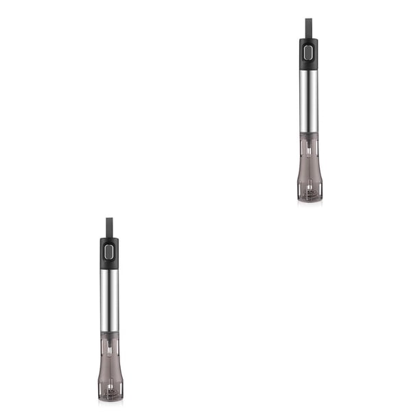 Cateissary Espumador de leche eléctrico de mano, agitador automático de acero inoxidable, batidor de viaje con batería, fabricante de espuma Gris 2Conjunto