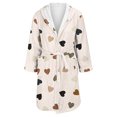 thumbnail image 4 of Women's Fleece Plush Robe Long Warm Plush Bathrobe Loungewear Jacket Printed Comfort Robe, 4 of 5