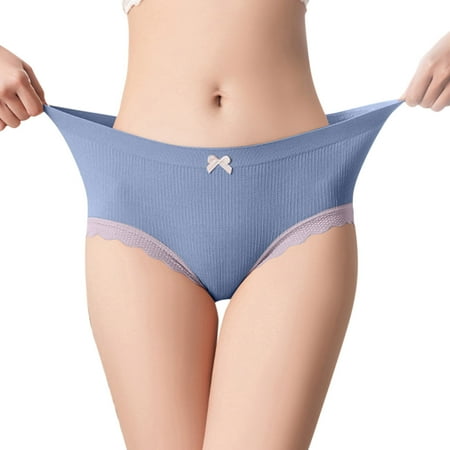 

Youmylove Women Sexy Lace Panties Mid-Waist Seamless Breathable Comfortable Cotton Briefs Underwear