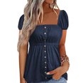 thumbnail image 1 of Lucakuins - Blusa informal de verano para mujer, camisetas de manga corta con botones para ropa de calle Lucakuins  moda, 1 of 10