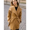 thumbnail image 3 of Elegant Women'S Trench Coat - Solid Color Polyester Knit Fabric with Slight Stretch, Regular Fit, No Padding, Classic Placket Design for Autumn and Winter - Ideal for Christmas and Halloween Gifts, 3 of 5