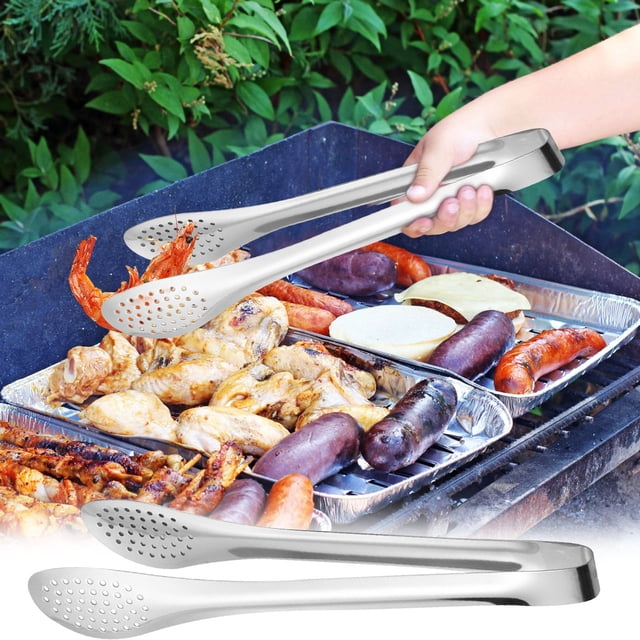 Xihbxyly Pinzas Giratorias de Acero Inoxidable para Salchichas de Barbacoa, Fácil Manejo, Aptas para Uso Alimentario, Agarre Resistente Al Calor, Ideales para Barbacoas, 1,3 Cm de Ancho.