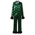 thumbnail image 5 of Pajama Sets Women Women Silk Pajamas Set Heart Print Long Sleeve Sleepwear Soft Button down Loungewear Womens 2 Piece Lounge Sets Woman Gifts M, 5 of 8