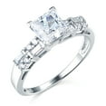 thumbnail image 2 of Wellingsale Ladies Solid 14k White Gold Polished CZ Cubic Zirconia Princess Cut Engagement Ring - Size 8, 2 of 6