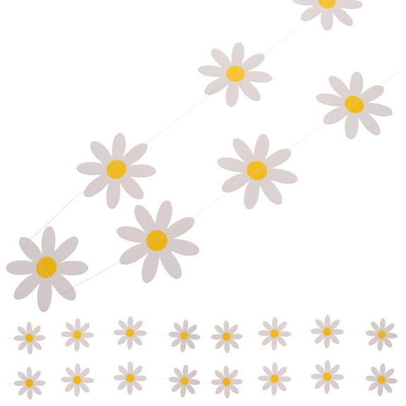 WHAMVOX 3pcs Daisy Garland Banner Hanging Flags for Girls Birthday Party Decorations