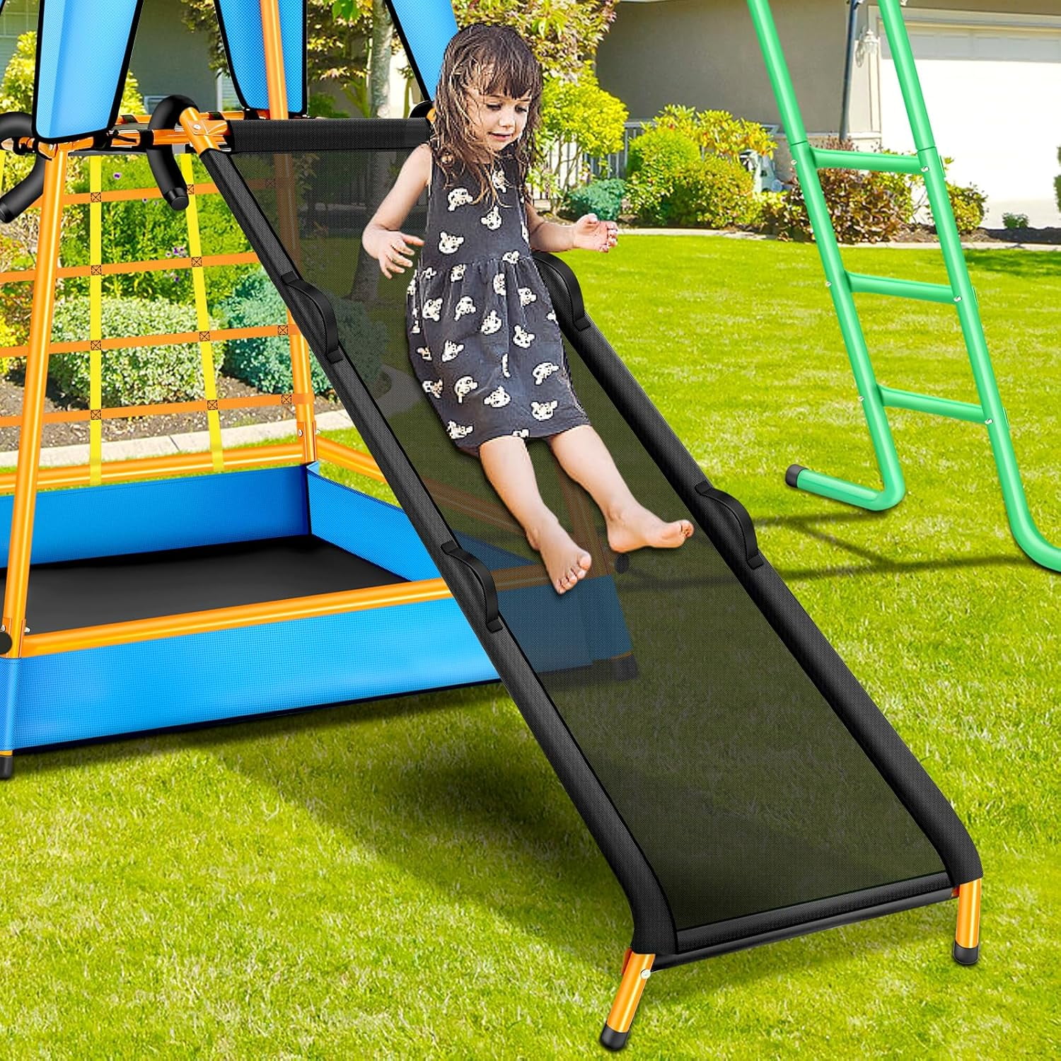 XIEWEI Outdoor Climbing Toys for Kids Swing Set, Playset with Traditional Swings, Slide, Ladder
